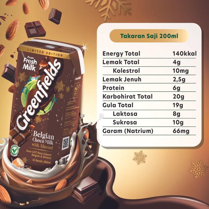 

Sale [Lebih Hemat] Greenfields Susu Uht Belgian Chocolate Almond 200 Ml - 1 Karton