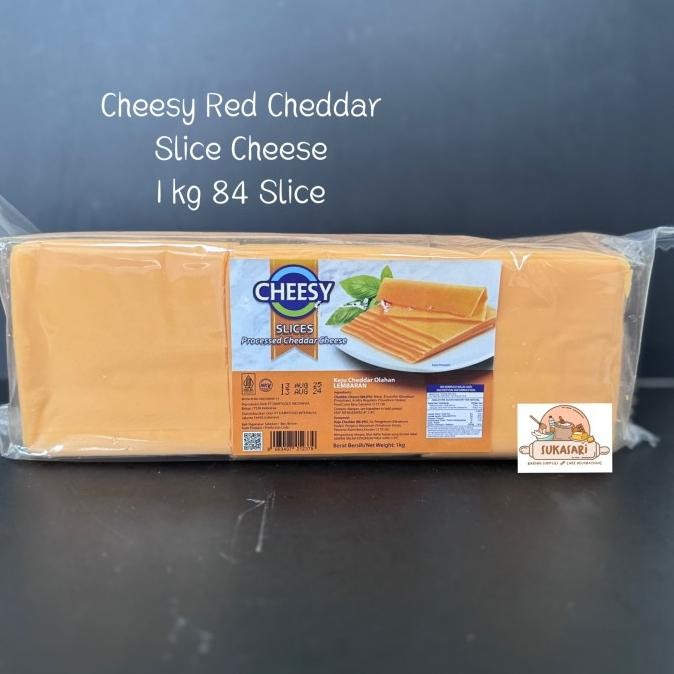 Murah Cheesy Red Cheddar Slice 1Kg Keju Burger Melted Leleh
