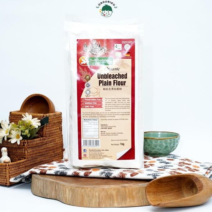 

Grosir Health Paradise Organic Unbleached Plain / High Protein Flour 1Kg