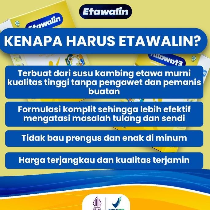 

Promo Paket 2 Box Etawalin Original Susu Kambing Etawa Bantu Masalah Nyeri Sendi Dan Asam Urat Original Isi 200G