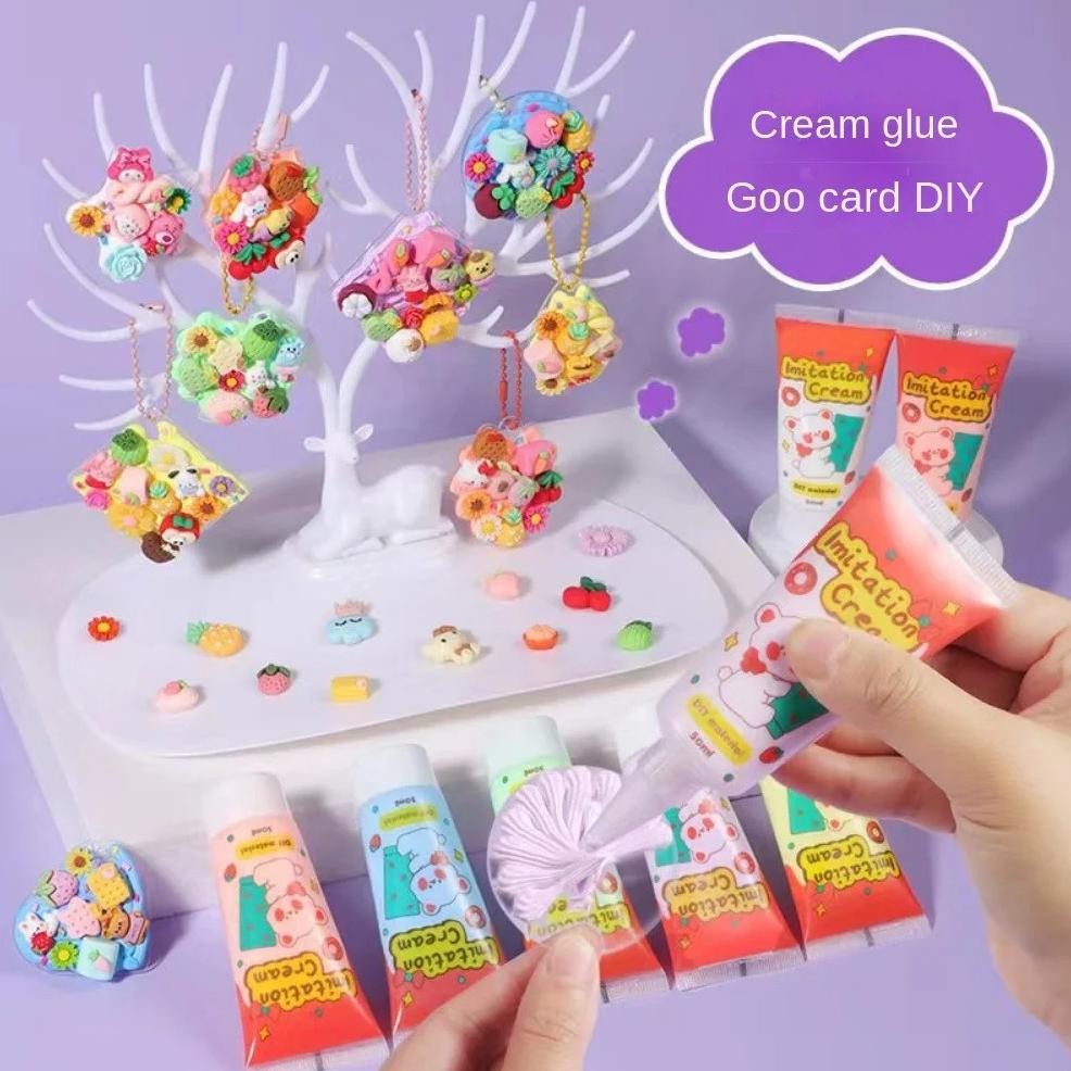 

DIY Set Lem Krim / Gantungan Kunci / Guka Stiker Lem Krim Dengan / Aksesoris Lem Krim / Mainan Anak