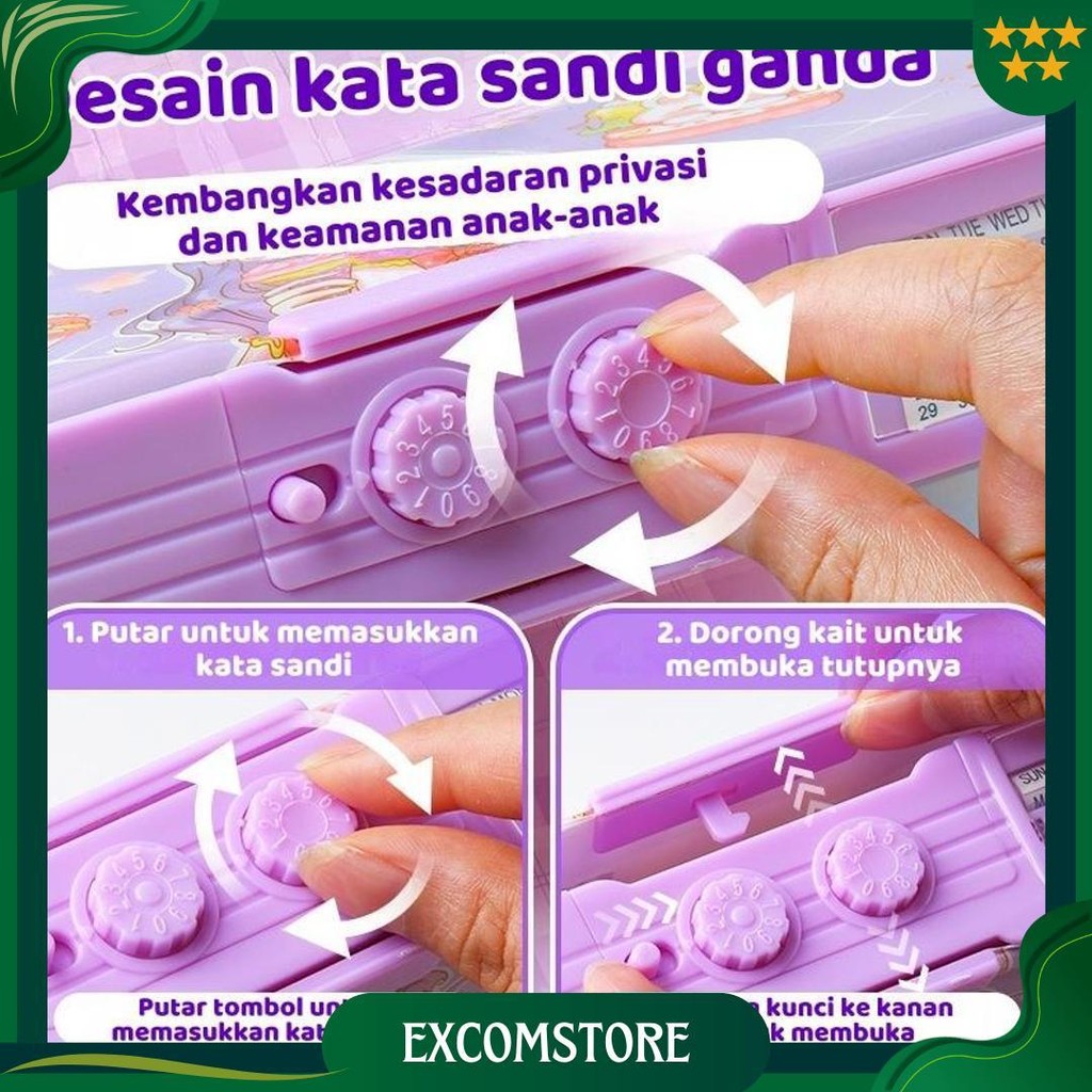 

Kotak Pensil/Bahan Tahan Air Kuromi Tempat Pensil Password /Multifungsi Lapis Ganda Berkapasitas Besar Lucu- Termasuk Rautan Pensil Kotak Alat Tulis Ori