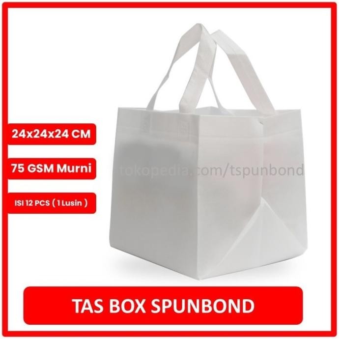 [Good] TAS SPUNBOND 24x24x24 / Tas Nasi Kotak (putih) / Tas Besek