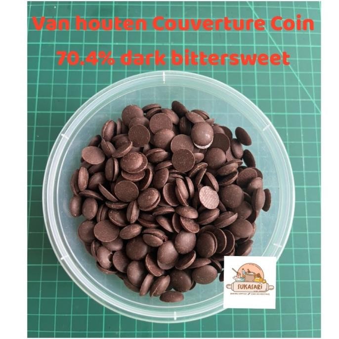 

Murah Van Houten Dark Chocolate Couverture 70.4% 250Gr Cokelat Coin