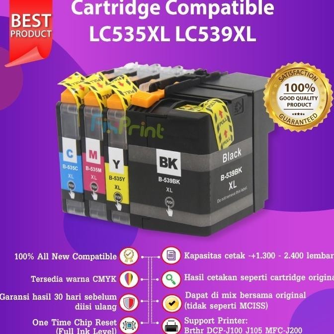 Set Cmyk Compatible Tinta Printer Brther Dcp-J100 J105 Mfc-J200 New Co