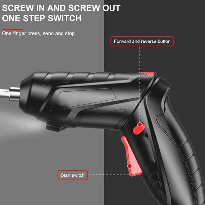 Promo 48Pcs Mesin Bor Obeng Baterai Cordless Folding Li-Ion Cordless Drill Set - Toolbox Set - Cordl