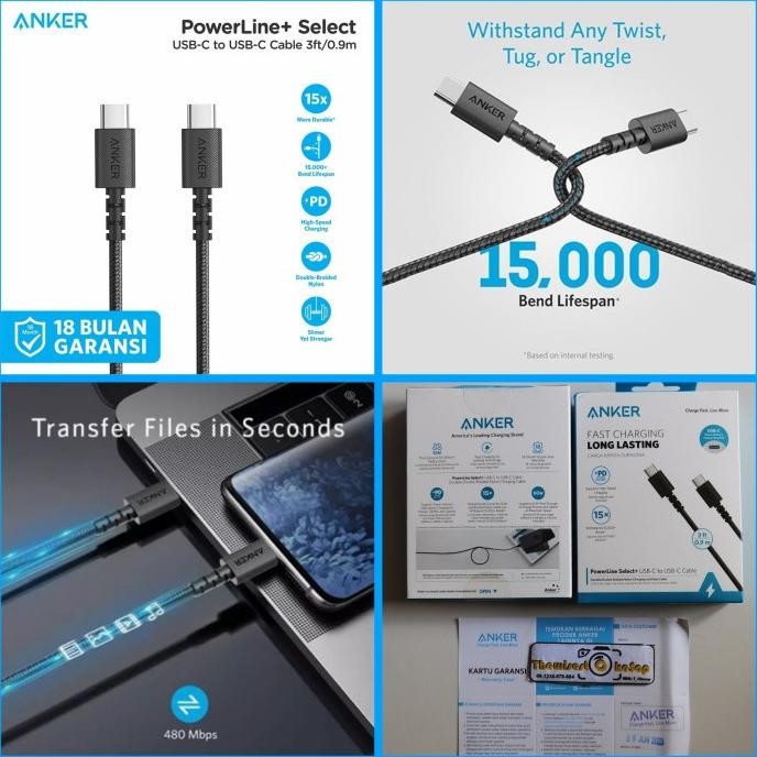 Kabel Charger Pd Anker Powerline Select+ C To C 3Ft A8032 Power Delive Co