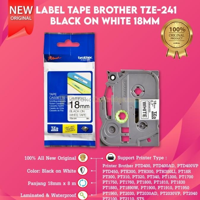 

Label Tape Original Brother Tze-241 Tze 241 Casette Laminated 18Mm Black On White Printer Pt340 Pt1300 Pt1700 Pt1750 Pt1760 New Co