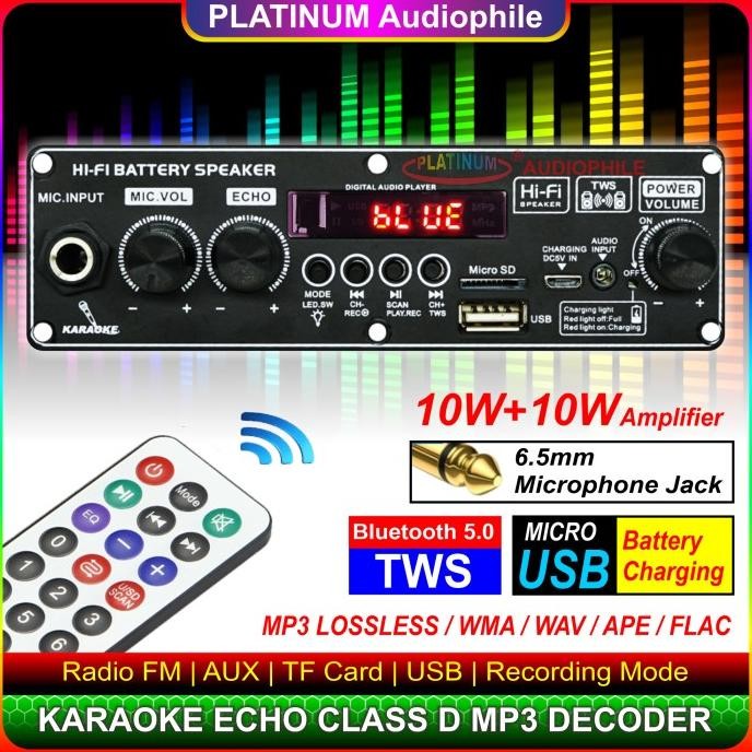 Modul MP3 Decoder Bluetooth Karaoke Amplifier 2x 10W Multimedia Trolley Speaker JQ-2269