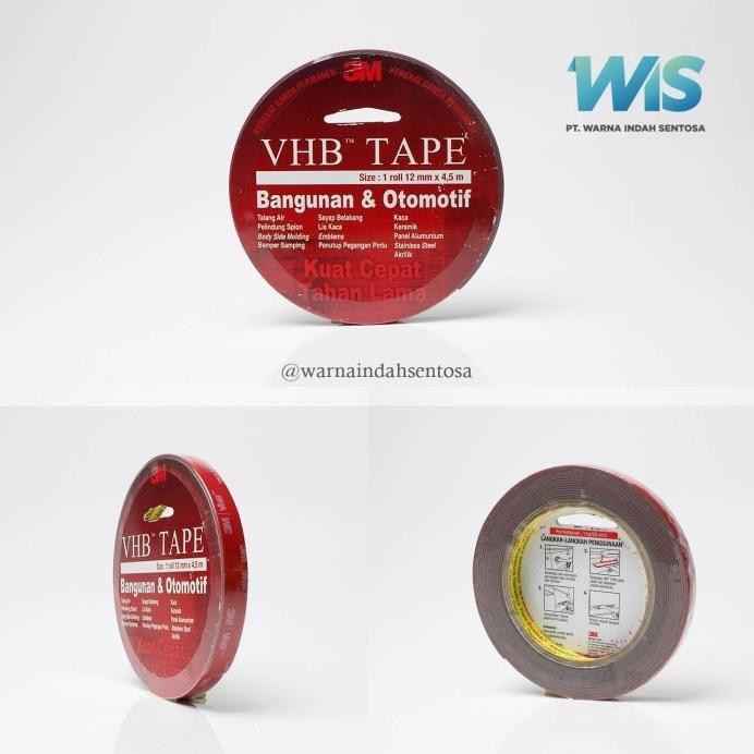 

Double Tape/Perekat 3M VHB 12mm x 4.5m Merah murah