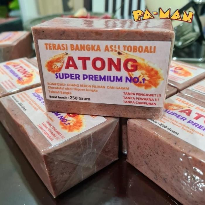 

NEW TERASI BANGKA SUPER PREMIUM ATONG BELACAN BANGKA ASLI TOBOALI 250 GRAM / TERASI UDANG BANGKA ASLI TOBOALI ORI