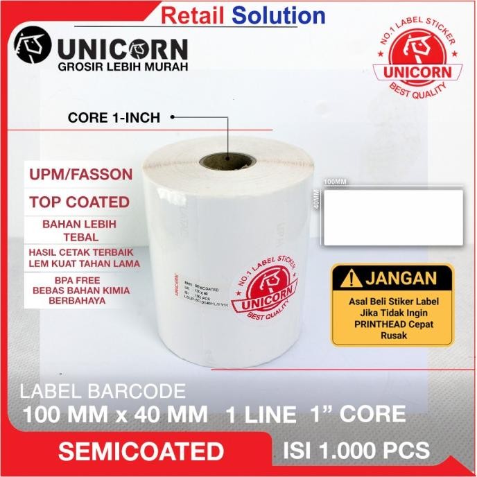

Stiker Barcode Label Semicoat 100 x 40 mm / 100x40 mm / 100x40mm murah