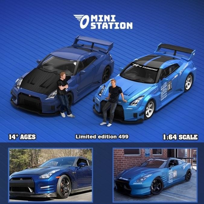Promo Diecast Time Micro Mini Station 1:64 Fast Furious Nissan Gtr R35 Brian Paul Walker Biru Blue N
