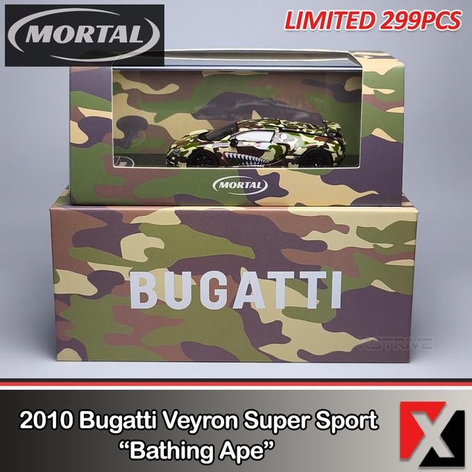 Sale Mortal X Bape 1:64 2010 Bugatti Veyron Super Sport All In Tuning 2024 Full Camo Openable Back E