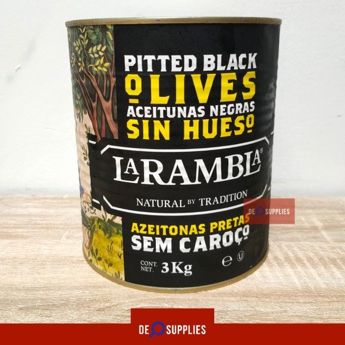 

La Rambla Pitted Black Olives 3kg - Buah Zaitun Olive Hitam Spain