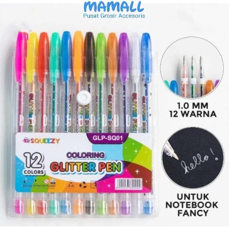 

Tgc-1924 Pulpen Gel Gliter Warna Warni Higlighter Gliter Pen B12