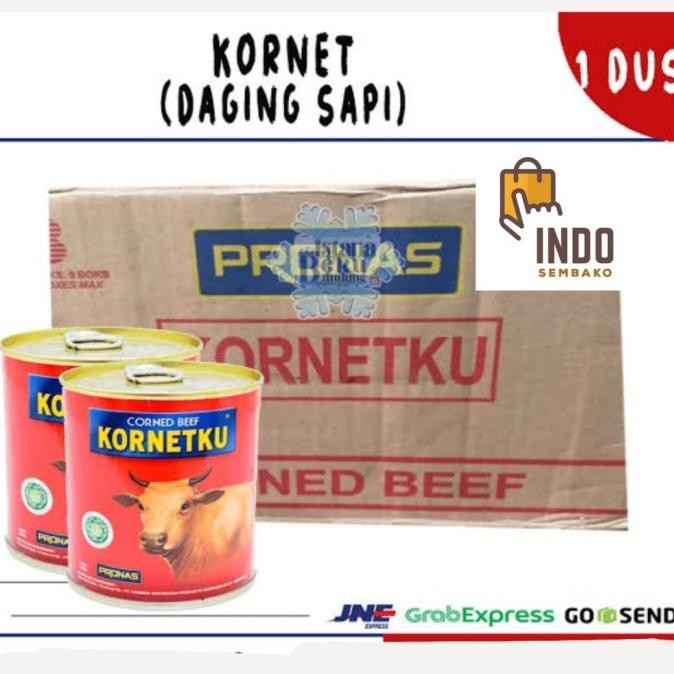 

kornet daging sapi kornetku pronas 340 gram dus isi 24 / Kornetku