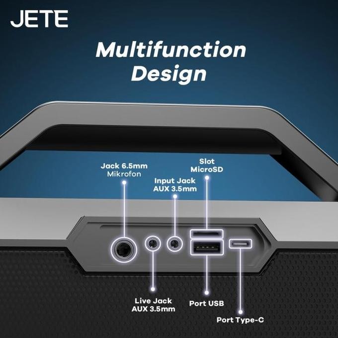 Murah Jete Sb1 Speaker Karaoke Bluetooth 2 Mic Super Bass