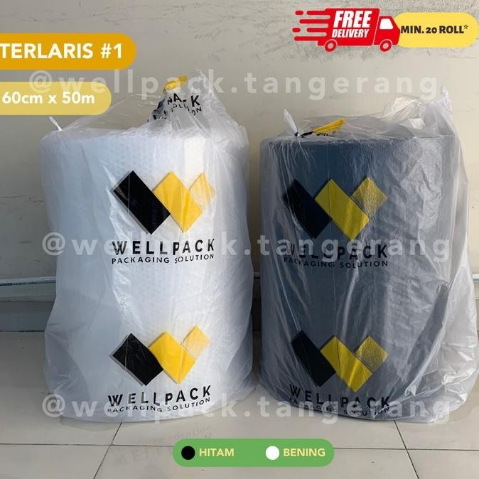 

Plastik Bubble Wrap Roll Potongan 40cm / 60cm x 50m Hitam & Bening murah