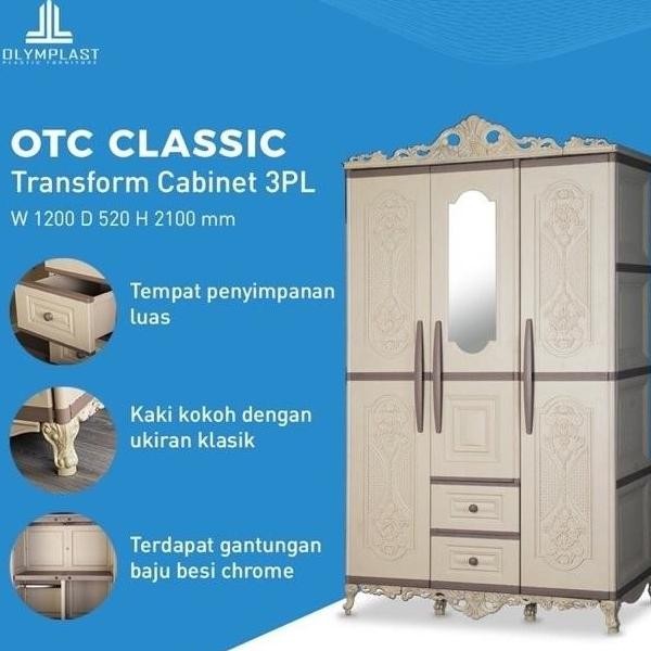 OTC 3P CLASSIC - LEMARI PAKAIAN PLASTIK 3 PINTU CERMIN + LACI OLYMPLAST OTC 3PL - ST2 CLASSIC / LEMA