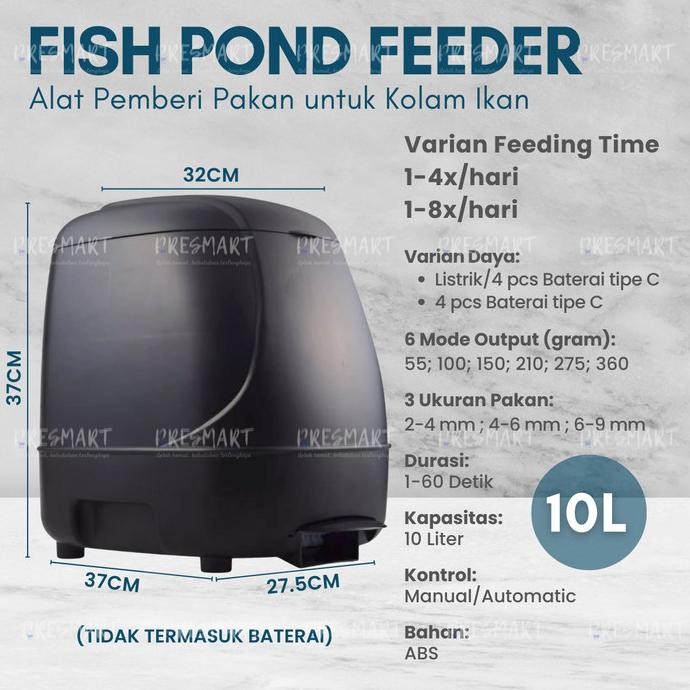 Sale Auto Fish Pond Food Timer Feeder 10L Automatic Pemberi Pakan Makanan Otomatis Autofeeder Kolam 