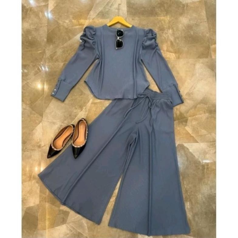 Ah67 One Set Kulot Rompis Knit Lycra Elastis Nyaman