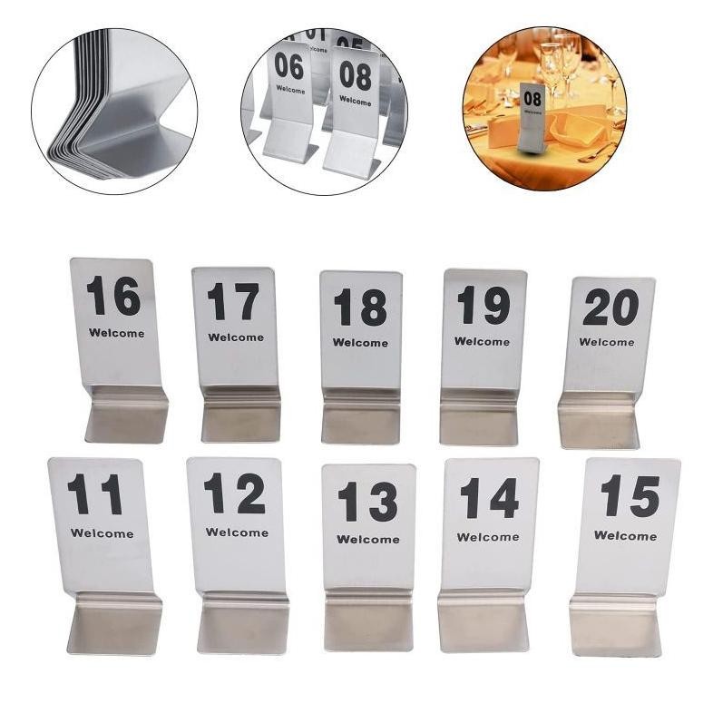 yui-7 10pcs Nomor Meja Stainless Nomor 1-10 Nomor Meja Cafe Nomor Meja Restoran Sale