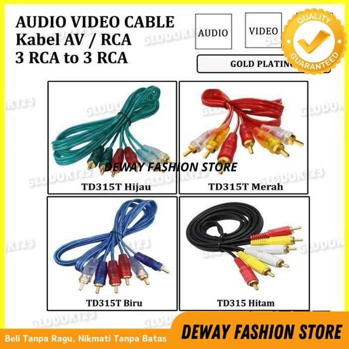 KABEL RCA DVD TO TV 3-3 JACK PIN CABLE AV AUX AUDIO VIDEO HIGH QUALITY BY DEWAYFASHION BEST BRAND 