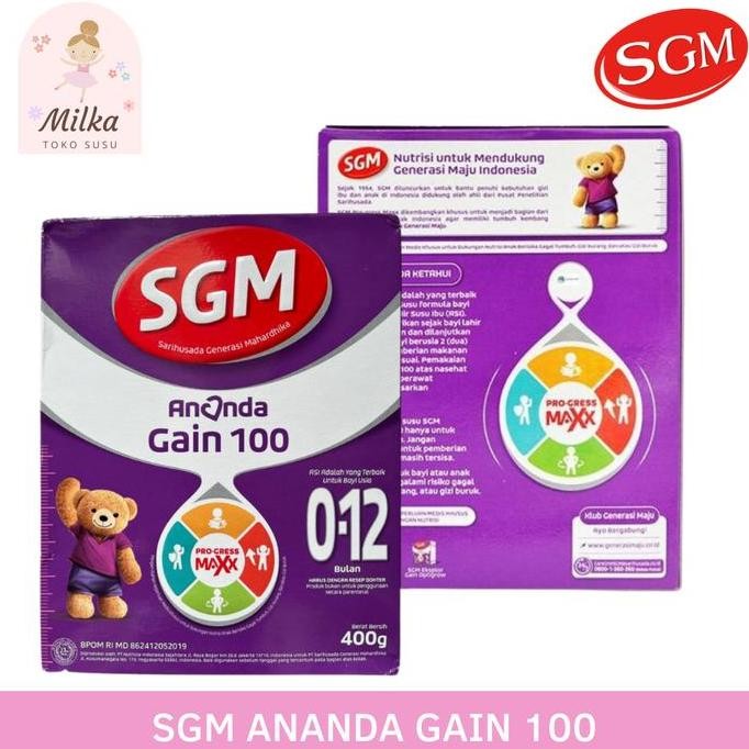 Grosir Sgm Ananda Gain 100 400 Gram Susu Formula Bayi Anak Pertumbuhan 0-12 Bulan Gain 100 Susu  For