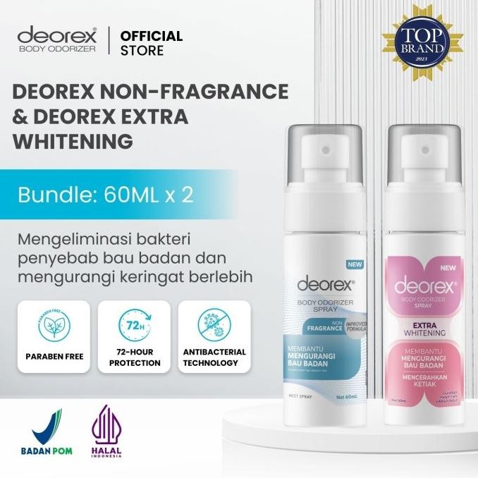 Sale Deorex - Bundling Deorex Extra Whitening & Deorex Non-Fragrance 60 Ml