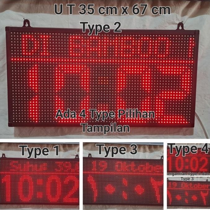 Jam Dinding Digital Besar Tanggal, Running Text. Type Jd P10 2X2P New Stok
