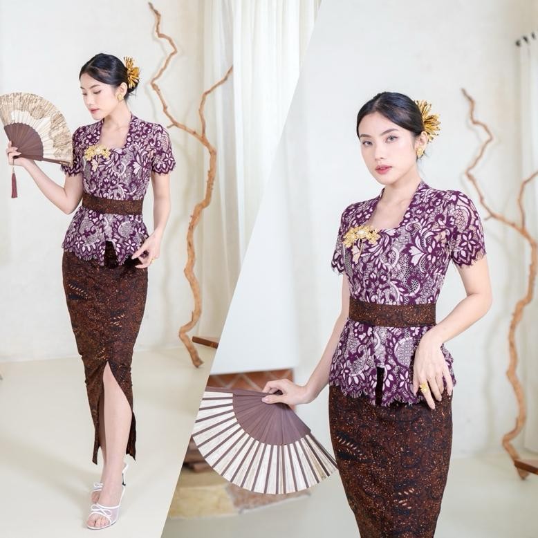 ''Terlaris" Set Kebaya Amora Kutubaru Lengan Pendek By Yuli Kebaya Bali | Kebaya Wisuda Kondangan Ka