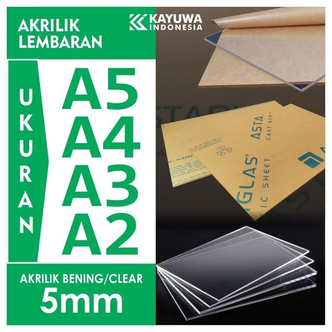 

redi Akrilik Lembaran 5MM Bening Ukuran A5,A4,A3,A2