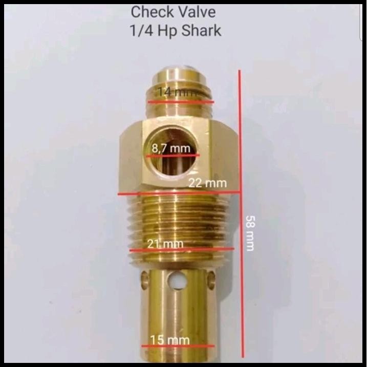 Check Valve 1/4Hp Kompresor Shark Otomatis Check Valve Shark