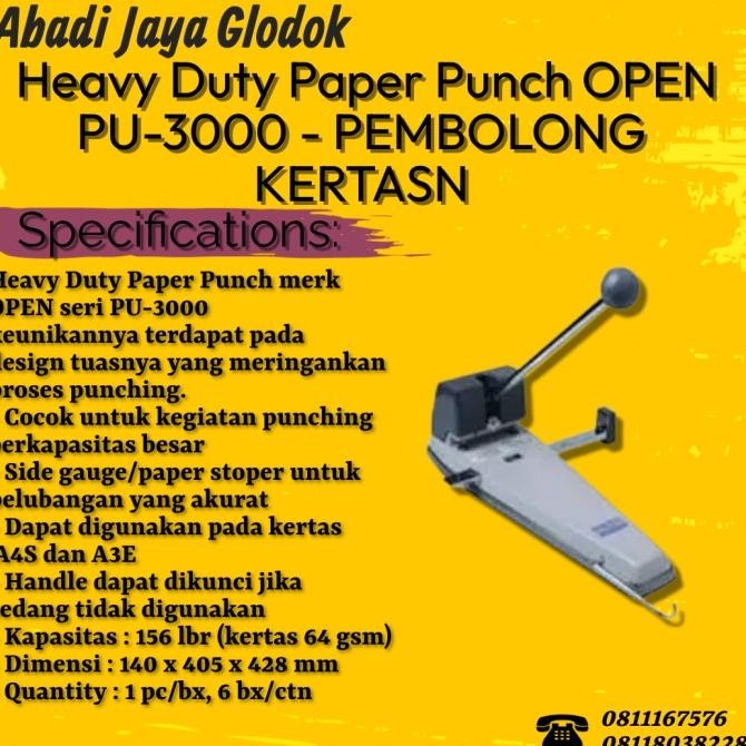

Heavy Duty Paper Punch OPEN PU-3000 - PEMBOLONG KERTAS PUNK