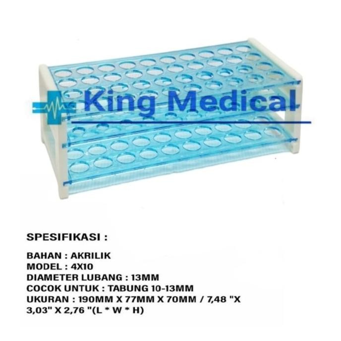 Rak Test Tube/Tabung Reaksi Acrylic 13mm (40 Lubang) Import KAL