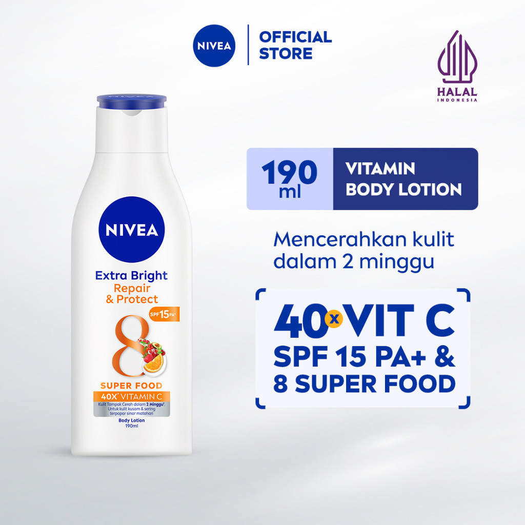 NIVEA Body Lotion Extra Bright Repair & Protect SPF15 190ml - Hand body lotion moisturizer mencerahk