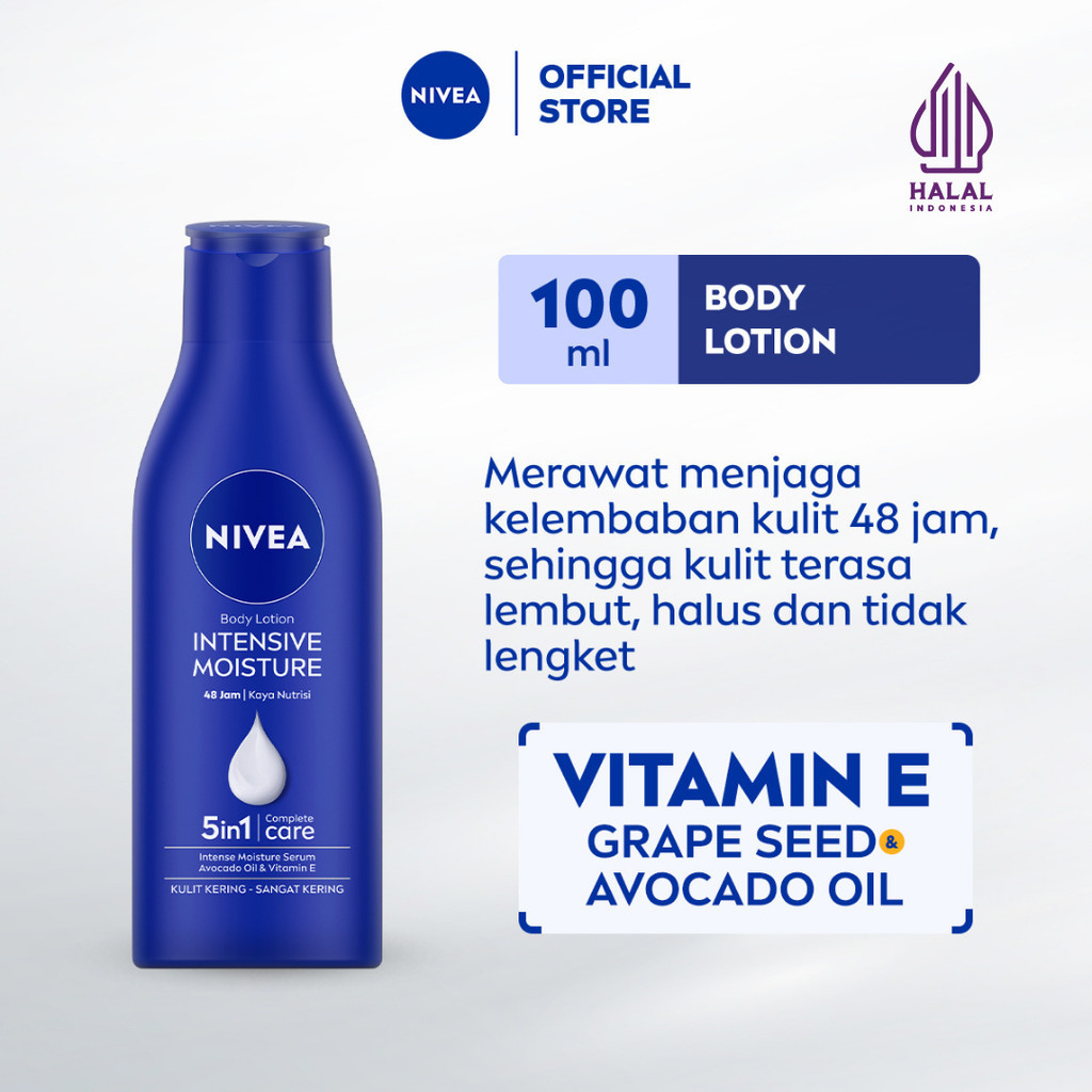 NIVEA Body Lotion Intensive Moisture 100ml - Hand body lotion mositurizer 48 jam body care kulit ker