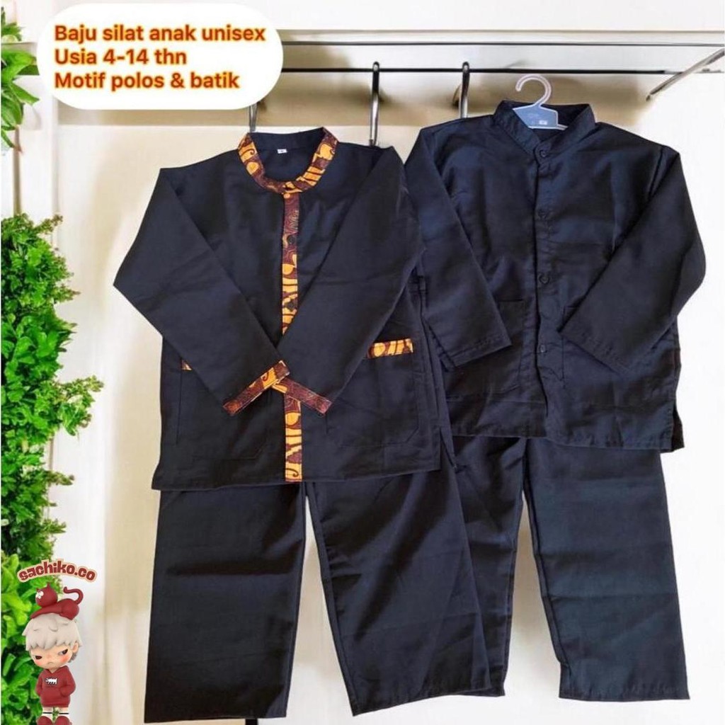 Stelan Pangsi Anak Bestway Hitam Polos Batik Coklat Cokelat Baju Adat Sunda Setelan Pangsi Anak Laki