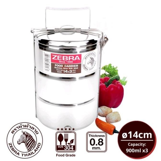 Rantang ZEBRA 3 Susun 14 Cm 150143 Stainless Steel SUS 304