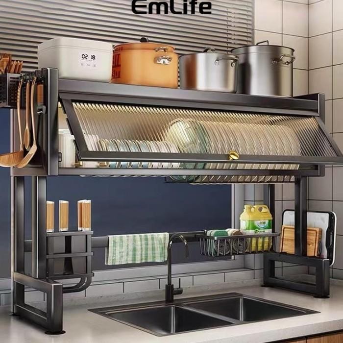 Rak Piring Penutup Rak Dapur Wastafel Rak Cuci Piring Stainless