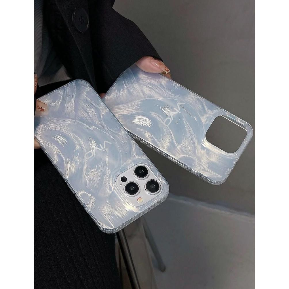 ed-76 New! Silver Feather Hologram With Stiker Logo Case Iphone - Hardcase/Casing Hp Compatible For 
