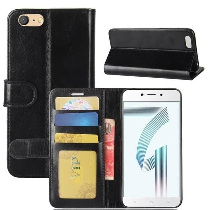 SIAP KIRIM CASING OPPO A71 LEATHER WALLET FLIP COVER CASE DOMPET KULIT OPPO A71