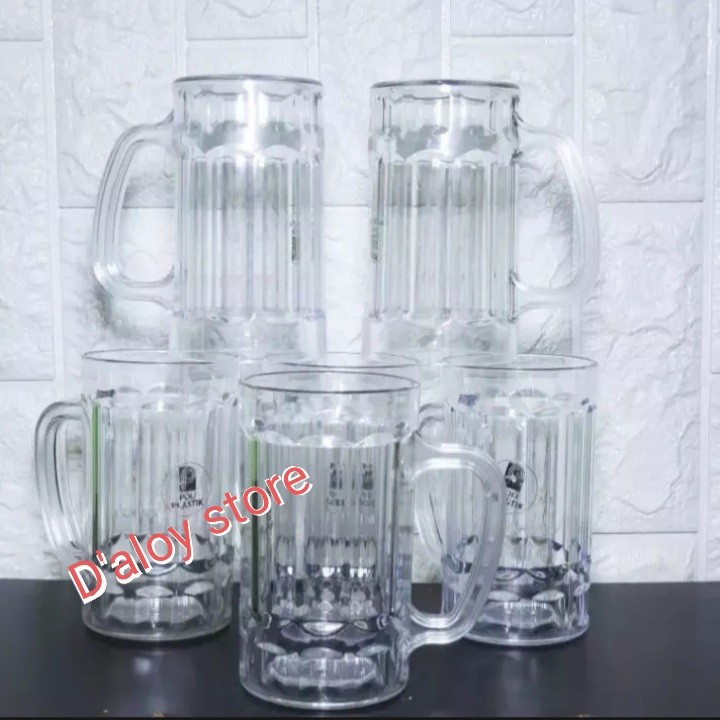 1 LUSIN /6 PCS GELAS PLASTIK BESAR GELAS BENING GAGANG