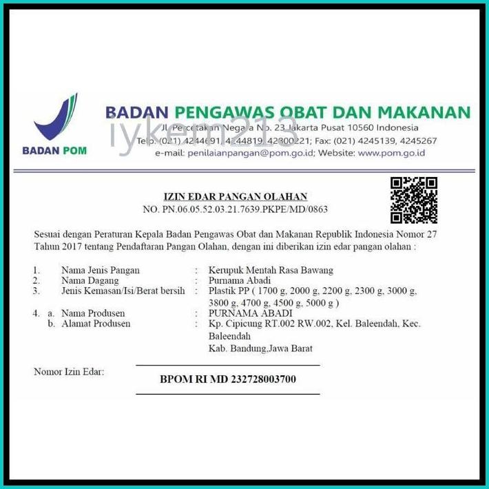 

KERUPUK MENTAH CAP PURNAMA ABADI 1 KG