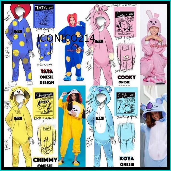 KOSTUM TATA KOYA BT21 BTS - KOSTUM ONESIE KIGURUMI COSPLAY PIYAMA DEWASA