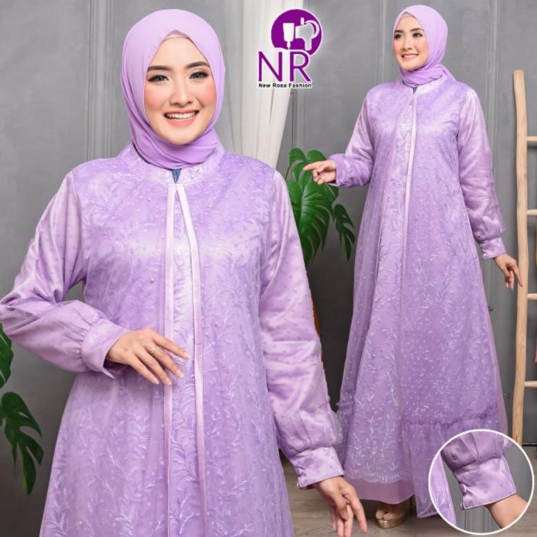 WDM-2227 (Kode TDR02) Gamis Tile Rompi / Gamis Brukat Muslim / Gamis Rompi Tile Dot / Gamis Pesta Se