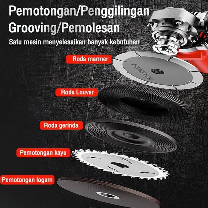 Reaim 2 Baterai Alat Mesin Angle Gerinda Baterai Cordless Brushless 4Inch 450W Grinder modern mesin 