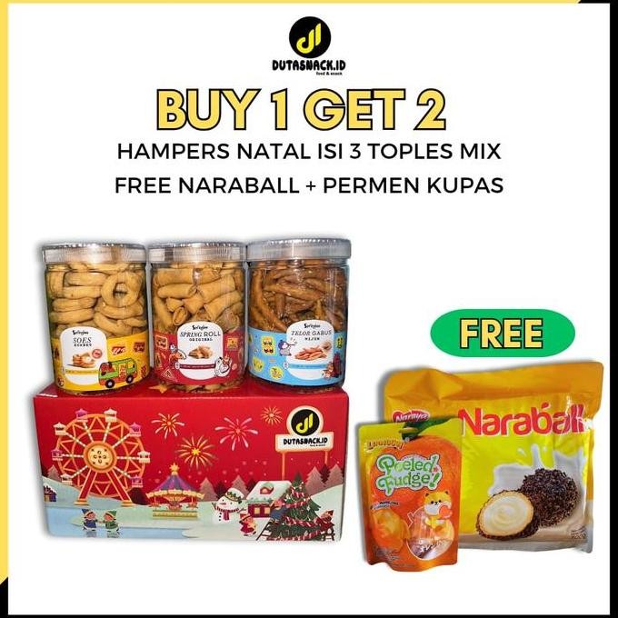 

Sale Tebus Murah Gembira Tahun Baru Buy 1 Get 2 Hampers Natal Isi 3 Toples Free Narabal+Permen Kupas
