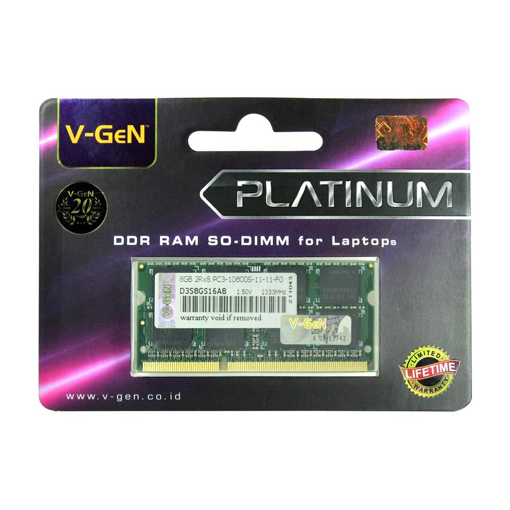 RAM SODimm DDR3/DDR3L V-GeN Platinum 8GB PC10600/133hz PC12800/1600Mhz Memory Laptop VGEN